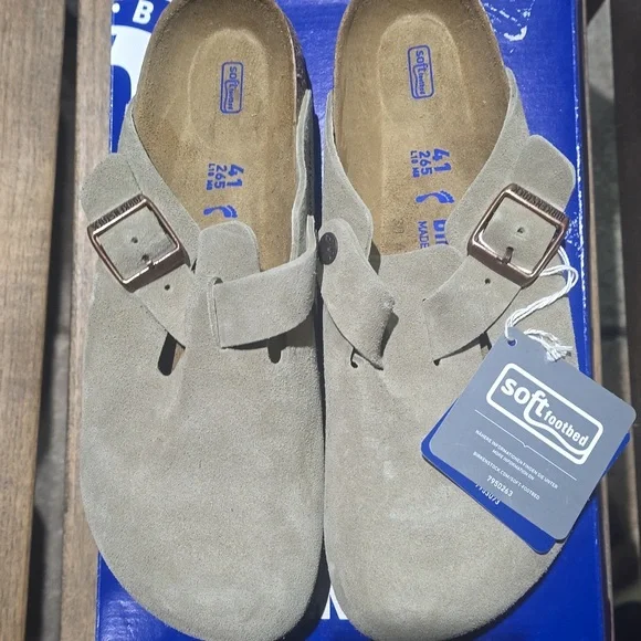 Birkenstock Women's Boston Soft Footbed Suede Clog, Taupe, Retail $169.95 USD - Picture 6 of 14